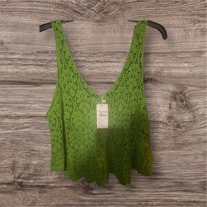 Green Lace Sleeveless Top